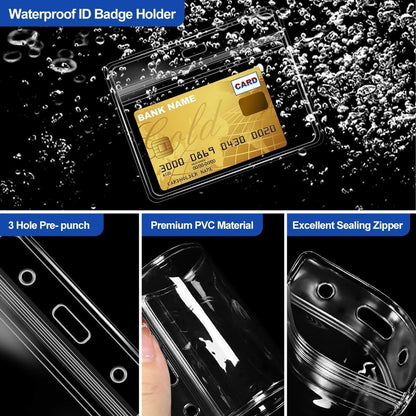 200 Pcs Clear Plastic Extra Thick Horizontal Card Holders, 4x3 Inch Sealable Waterproof Name Badge Bank ID Card Protector