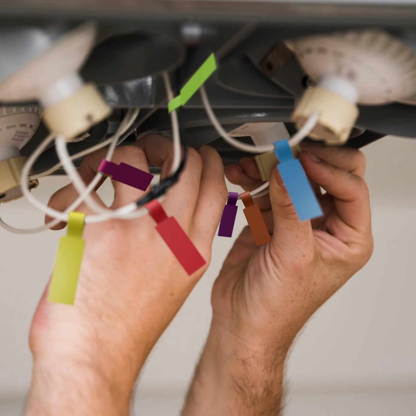 Kenco Cable Labels - 240 Labels 12 Sheets, 10 Colors Waterproof Cord Labels - Write on Stickers Tear and Liquid Resistant for Color Coding and Identification -Made in The USA (960 Labels)