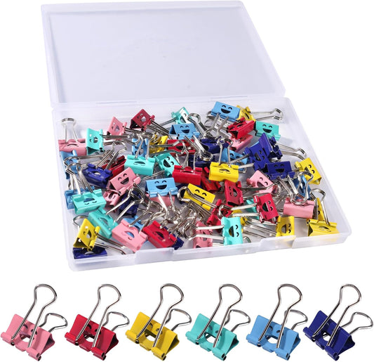 Ufmarine 60 Pcs Small Binder Clips 3/4 Inch, Cute Smiling Binder Clips for Officee