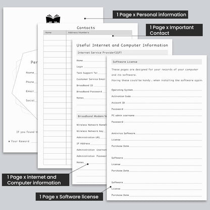 Password Book with Alphabetical Tabs, Hardcover Password Keeper, A5 Size 8.3"x6" Password Notebook for Saving Internet Login, Username, Password Organizer for Computer & Website Logins(Black)