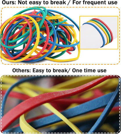 Anvin Rubber Band Ball 180 Around Rubber Bands 150g Elastics Colorful Bands Wrapping Bands Durable Bands for Stationery Document Organizing Stocking Fillers(Assorted Colors in Blue Green Red Yellow)