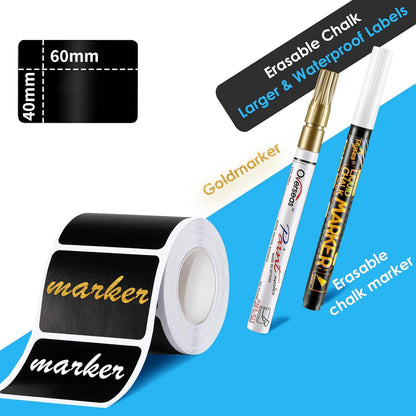 Chalkboard Labels for Jars - 140 Pcs Reusable Waterproof Chalk Stickers with 2 Chalk Marker, Organize Home & Kitchen, Storage Bins, Parties, Weddings (Rectangle)