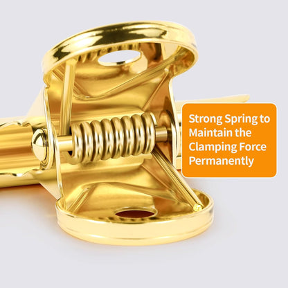 SIAMESE Bulldog Clips, 8 Pcs Binder Clips for Office & Kitchen, Multi-Purpose Binder and Food Bag Clamps for Sealing, Storage, Hanging (Gold)