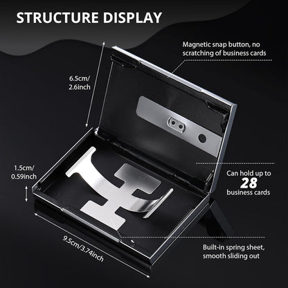 Zonon Large Thumb Drive Business Card Holder Fit 28 Name Credit Aluminum Alloy Slide out Name Card Case Portable Business Holder Wallet Pocket for Men Women (Gray)