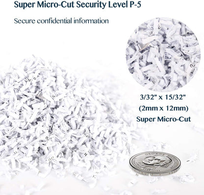 WOLVERINE 8-Sheet Super Micro Cut High Security Level P-5 Ultra Quiet Paper/Credit Card Home Office Shredder with 4.5 gallons Pullout Waste Bin SD9101 (White)