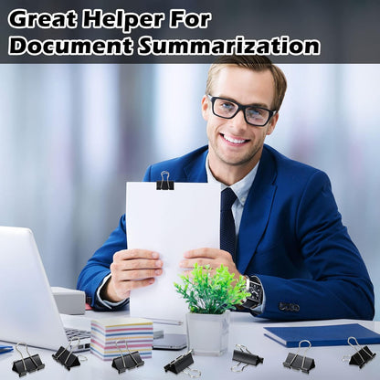 Yexiya 300 Pcs Medium Binder Clips Paper Med Clips Office Supplies Paper Clamps for Teachers Students School Office Business Paperwork Supplies (Black, 1.25 Inch)