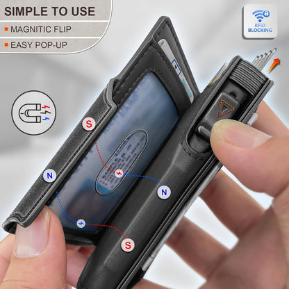 KEMISANT Airtag Wallet Men Gift,Mens Slim Front Pocket Wallet Money Clip Standard or Apple Airtag Use 3.8"×2.8"×0.9"