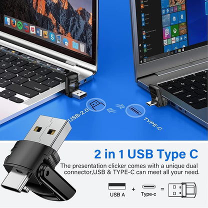 Presentation Clickers Wireless Presenter Remotes for PowerPoint, Powerpoint Clicker with Volume Control PowerPoint Slide Advancer for Mac, Receiver with Dual Functions,Computer, Laptop, LBBYDDLL