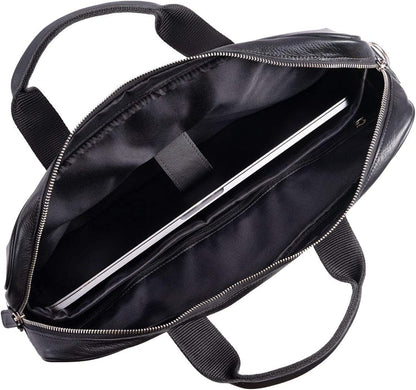 Leather briefcase 18 Inch Laptop Messenger Bags for Men and Women Best Office briefcase Satchel Bag (Black)