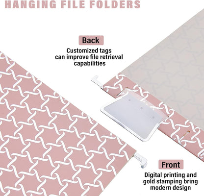 Y YOMA 6 Pack Decorative Hanging File Folders Letter Size File Folder Cute Pretty Hanging Folder Organizer for Filing Cabinet Office Home Desktop with 1/5-Cut Adjustable Tabs, 3 Silver Foil Design