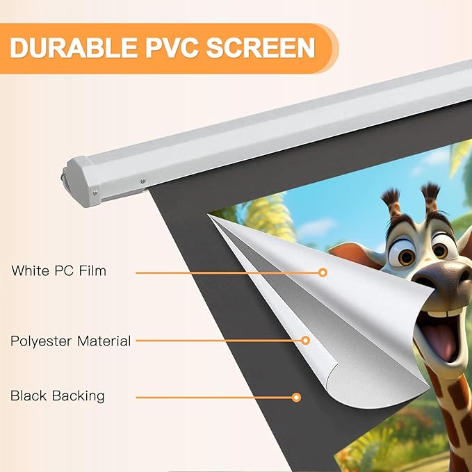 YODOLLA 120" Projector Screen Motorized 16:9, 4K HD Pull Down Retractable Projection Screens Electric Automatic Wall Ceiling Movie Screen for Office Classroom Indoor with Remotes