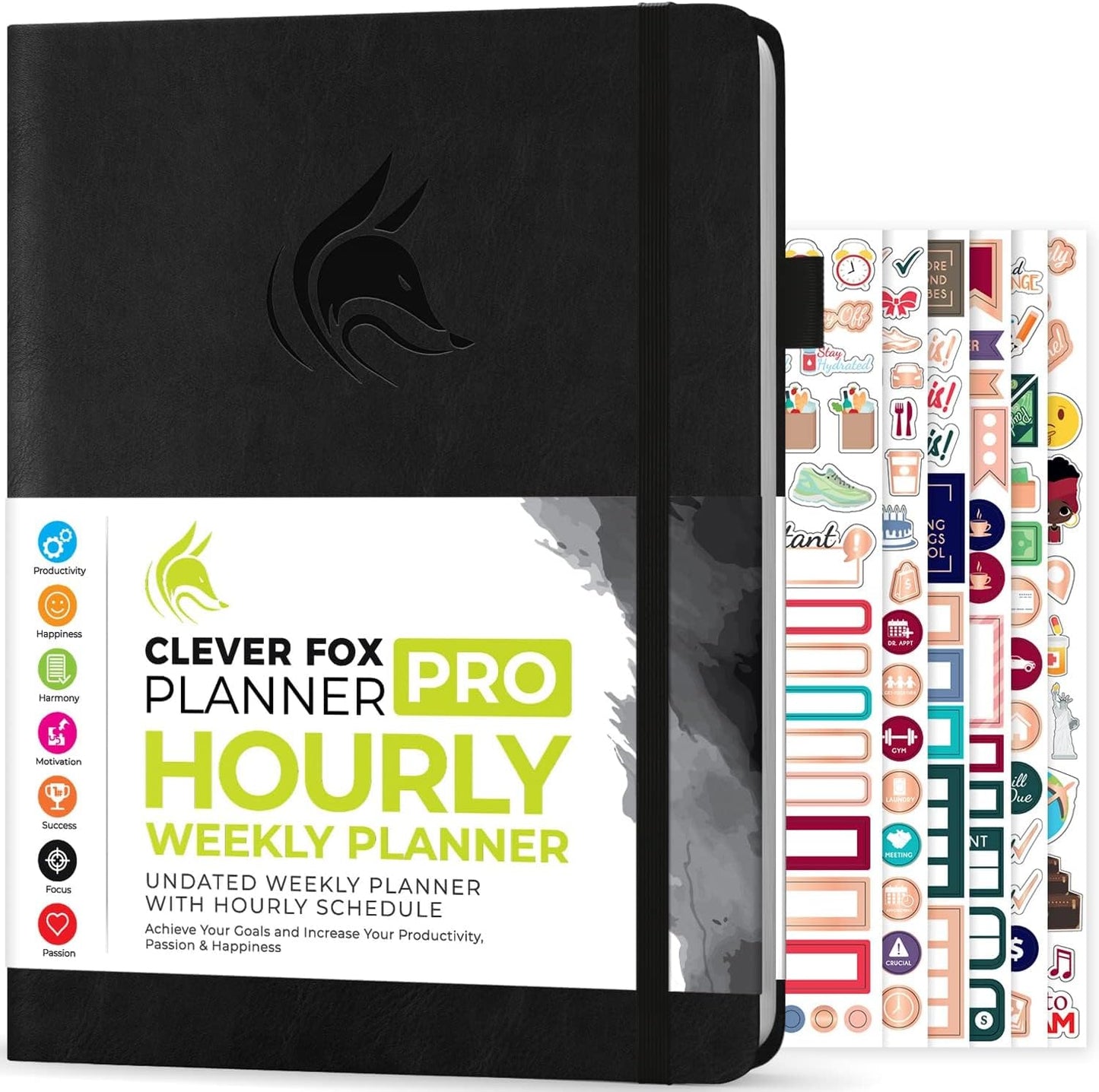 Clever Fox Planner PRO Schedule – Undated Weekly & Monthly Life Planner with Time Slots, Appointment Book & Daily Organizer, A4 (Black)