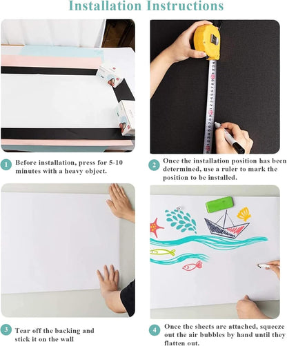 White Board Adhesive Contact Paper, 24" x 36" Stick on Magnetic Whiteboard Roll, Dry Erase Board for Wall, Easy to Write and Clean Magnetic Board for Kids, Office, Home, with Marker, Eraser