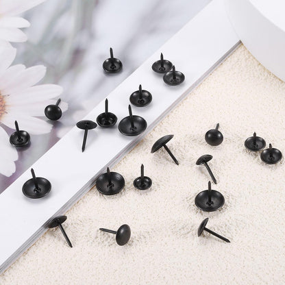 uxcell 50 Pcs Upholstery Tacks, 12 x 13mm Round Head Upholstery Nails Pins Vintage Decorative Furniture Tacks for Chairs Sofas Beds DIY Project, Black