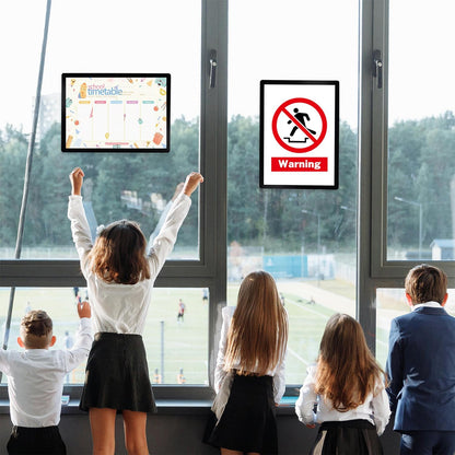 Sign Holder 8.5"x11" Wall-mounted 2 Pack, Self-Adhesive Display Frame for College Certificate/Poster/Paper/Picture Office/Store/School Display Sign Holder with Horizontal and Vertical (Black)
