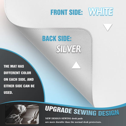 K KNODEL Desk Mat, Blotter, Dual-Sided Office Desk Pad, Waterproof Desk Mat for Desktop, Desk Blotters, PVC Leather Pad Protector (White, 23.6" x 13.8")