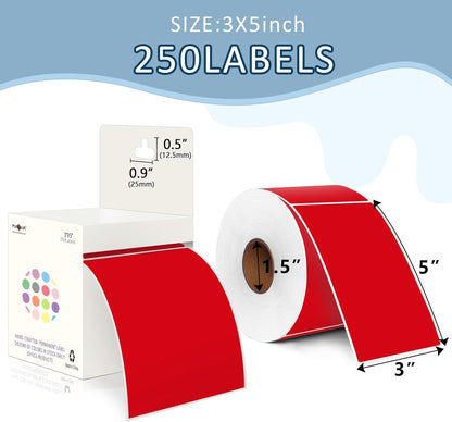 PARLAIM 3 X 5 Inch 4Rolls/1000 Per Roll Rectangle Inventory Color Coding Labels,Roll Square Label Stickers for Home (Red)