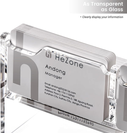 Business Card Holder for Desk, Acrylic Business Card Organizer , Multiple 6 Slots 3 Tier Business Cards Stand for Women& Men,Office Desk Accessories,Organize 300 Cards-1 Pack(Horizontal,Clear)