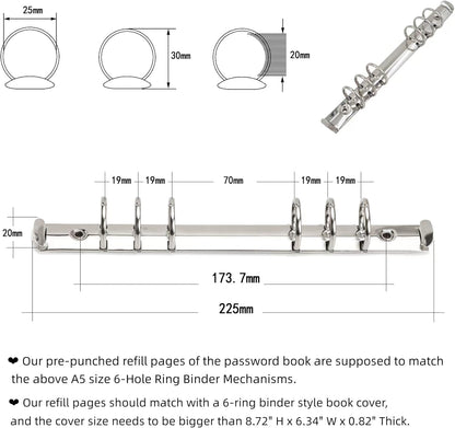 BTSFTOGET Password Book Refill Pages 212 Replacement Pages Internet Log Book, 8.2x5.6in, Large Print 576 Entries Durable Divider with Alphabetical Tabs, For Men Women Seniors Home Office Use