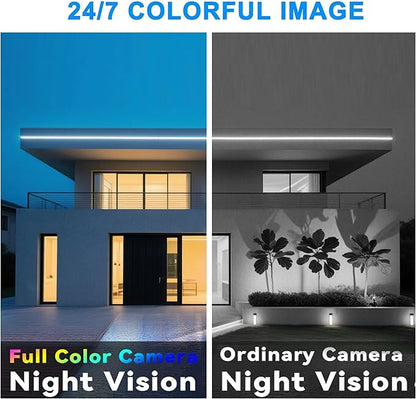 Real HD 8MP 4K PoE IP Full Color Night Vision Security Camera Outdoor, 2.8mm Wide Angle 105° FOV, H.265, Waterproof IP66, Metal Housing Bullet IP Camera, NDAA Compliant