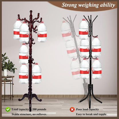 Wooden Coat Rack Freestanding, Vintage Coat Racks with Sturdy Round Base, Adjustable Height 37.40"-72.83" Entrance Coat Rack for Bedroom Living Room Entryway (Solid wood Triangle)