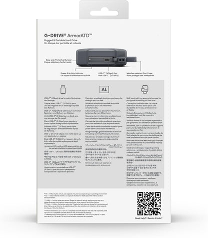 SanDisk Professional 6TB G-Drive ArmorATD - Rugged, Durable Portable External Hard Drive HDD, USB-C, USB 3.2 Gen 1 - SDPHE1G-006T-GBAND