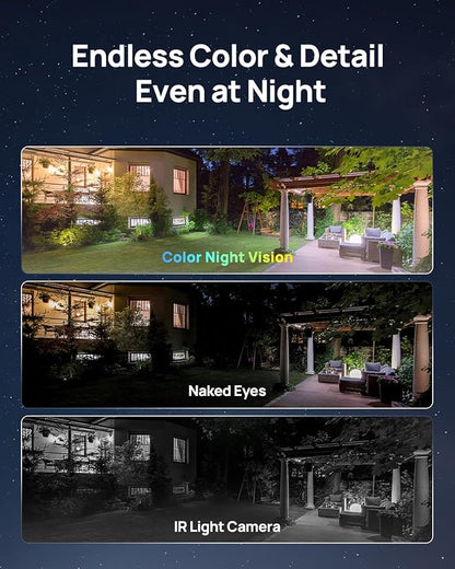 Anona Lucio 2.5K Security Camera Outdoor Battery Wireless with Solar Powered, Color Night Vision & 138° FOV, Multi-Object Detection, No Hub Needed, Two-Way Audio, IP67, 4 Pack