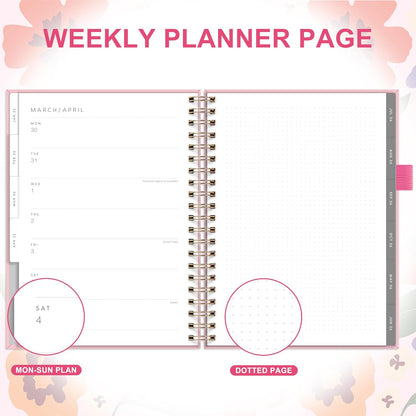 And Per Se 2026 Planner with Pattern, A4 Size-Daily, Weekly & 18-Monthly Leather Hardcover Planner, Daily Schedule, Monthly Tabs, 100 GSM Thick Paper(Elegant Florals)