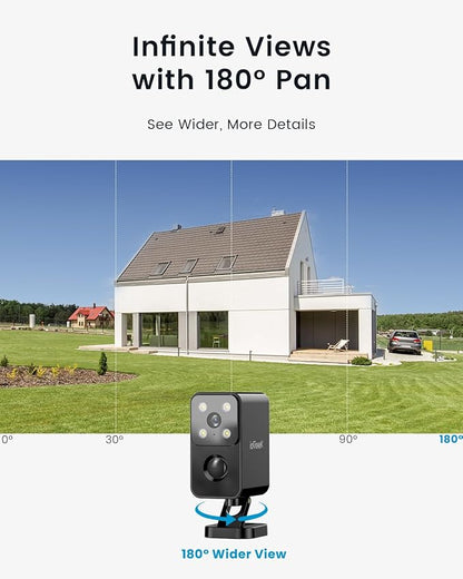 ieGeek Outdoor Camera Wireless Home Security Cameras Pan Rotating 180°, 2K Battery Powered WiFi Security Camera with AI Motion Detection, Color Night Vision, 2-Way Talk,IP66 Waterproof,No Monthly Fee
