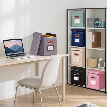 2 Pack Hanging File Folders Organizer with Lid, Letter Size Fabric File Storage Box Collapsible, Portable Office Document Holder with Metal Handle, Smooth PVC Rails, Pink