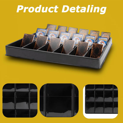2-Pack Card Sorting Tray with 18 Compartments Each Trading Cards Organizer for Raw, Sleeved & Toploader Storage Includes 100 Sleeves & 30 PP Dividers Label-Friendly, Stackable Storage Solution