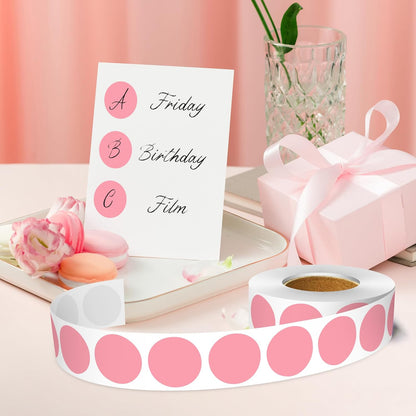 1 Inch Round Color Coding Labels, 1000 PCS Per Roll Pink Color Coded Dot Stickers, Round Color Dot Labels for Organizing, Filing, and Storage