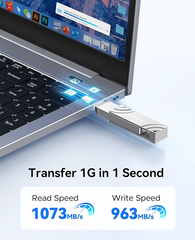 ORICO 512GB External SSD, 1050MB/s High Speed External Solid State Drive, 2-in-1 Dual Drive USB C + USB A Storage for iPad Laptop iPhone 17, 16 Series, Type-C Smartphone, Mac, Audio, Vehicle - G201