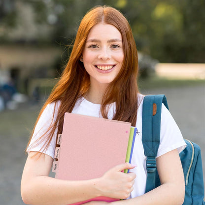 3 Ring Pink Binder Dividers with 8-Tabs, A4 Pink Binder Dividers, Sturdy Plastic Dividers, Aesthetic Dividers for Binder, Suitable for Notebooks and Binders, Tabs for Binder, 3 Hole Punch (Pink,A4)