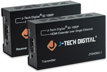 J-Tech Digital HDMI Extender over cat5e/6 1080P@200ft HDMI Balun Over Single Ethernet Supports EDID Copy Compatible with Dolby Digital DTS