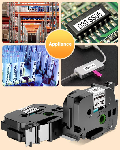 MarkDomain TZe-251 24mm Label Tape Compatible Brother P Touch TZe TZ Tape 24mm 0.94 Laminated White TZe-251 TZe251 TZ251 1 Inch for Ptouch PT-D600 PT-D610BT PTP700 PTP710BT Label Maker, 3-Pack