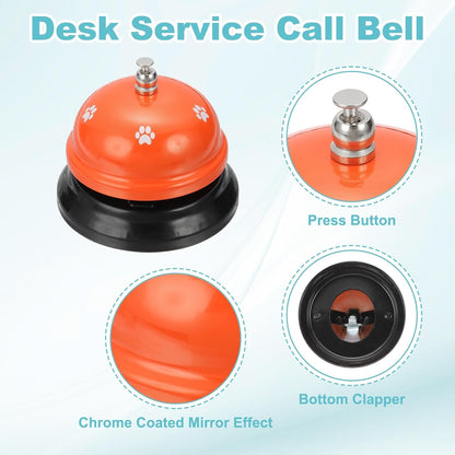 uxcell Desk Service Call Bell, 2.95 Inch Metal Dinner Service Bell Ring for Hotel Restaurant Reception Area and Wedding Party Events, Orange