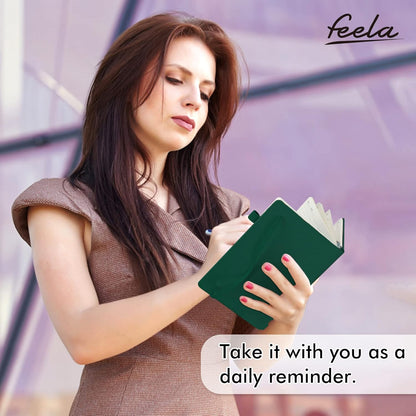 feela 12 Pack Notebooks Journals Bulk with 12 Black Pens, A5 Hardcover Notebook Classic Ruled Journal Set with Pen Holder for School Business Work Travel Writing, 120 GSM, 5.1”x8.3”, Dark Green