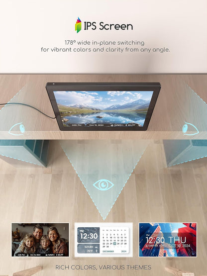 Raynic Digital Clock, Large Display Calendar Clock with 12 Themes, 20 Alarms, 20 Reminders, Auto Dimming, 12/24 Hours, Indoor Temperature, Humidity for Seniors, Desk