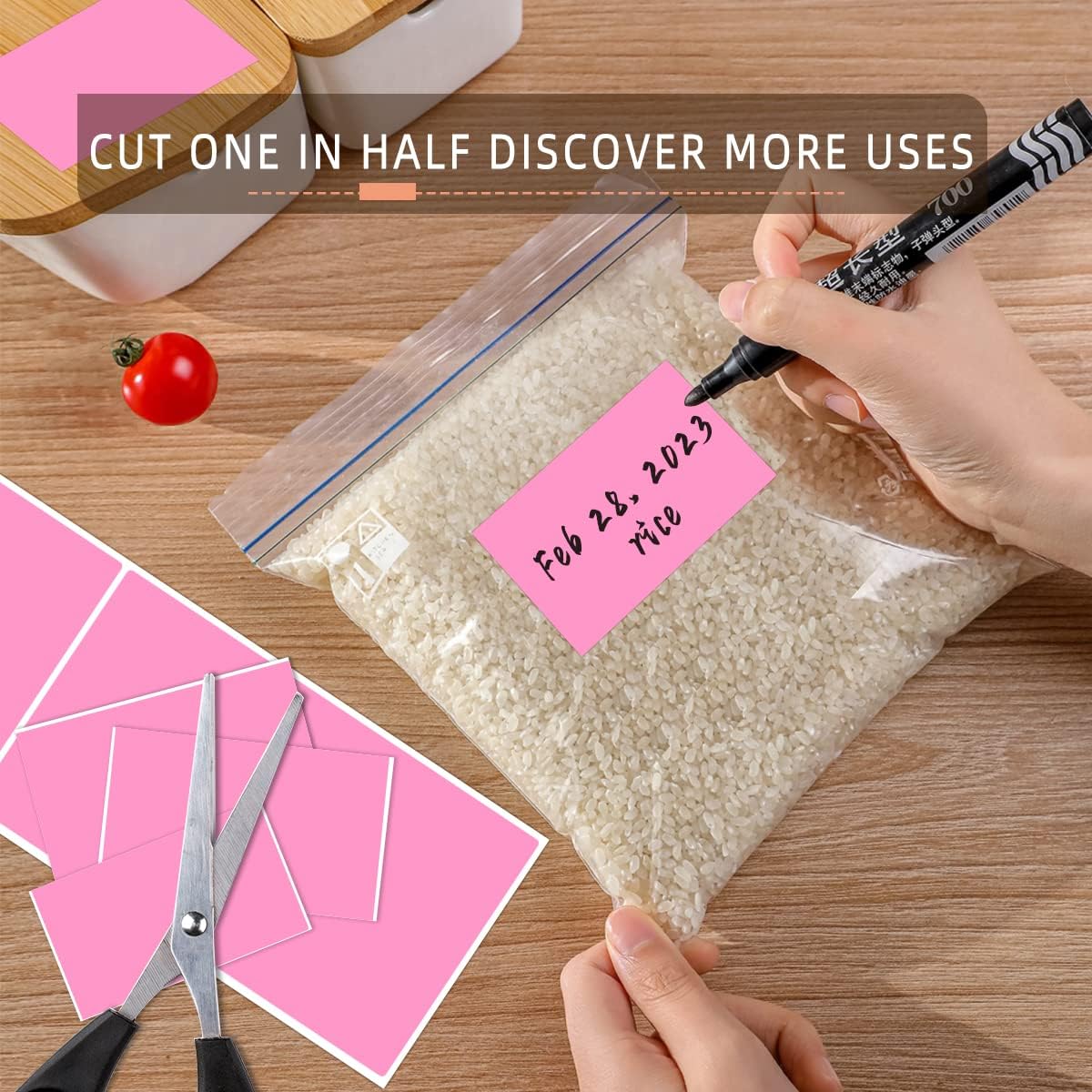 PARLAIM 5" x 3" Rectangle Color Coding Labels,500 per Inventory Labels Color Code Stickers Dispenser Box,Pink Sticker Labels for Inventory,Family School Storage Bins Label(Pink)