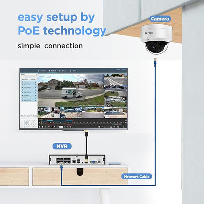 4K PoE Security Camera System, 6X 8MP IK10-Vandal Proof IP Surveillance Dome Cameras Outdoor with Person Vehicle Detection, IP66 100ft IR Night Vision, 4K 8CH PoE NVR 2TB HDD, PD54B0608-8M