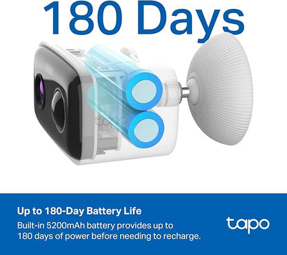 Tapo Outdoor Security Camera Wireless, 1080P, Up to 180 Days Battery, Free Person Detection, Color Night Vision, SD/Could Storage, Alexa & Google Assistant Compatible, Ideal for Homeowners(C400)