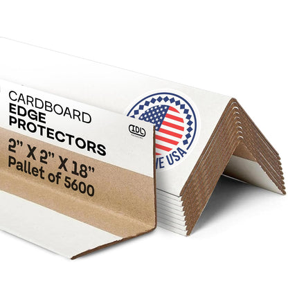 IDL Packaging Cardboard Edge Protectors 2" x 2" x 18", Full Pallet of 5600 pc, White - V-Board Reinforced Corner Protectors - Regular-Duty Cardboard Corners for Shipping