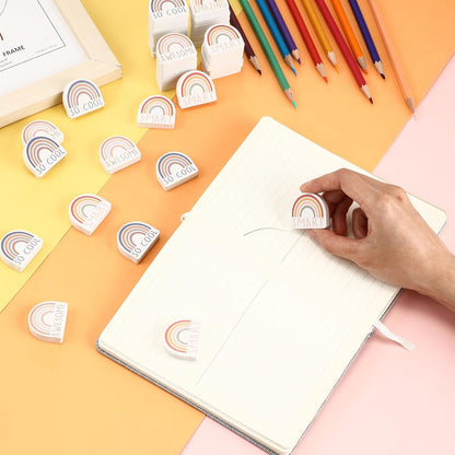 80 Sets Back to School Gifts for Students Rainbow Erasers Bulk with Greeting Cards 3D Novelty Desk Erasers for Kids Birthday Party Favors Classroom Rewards