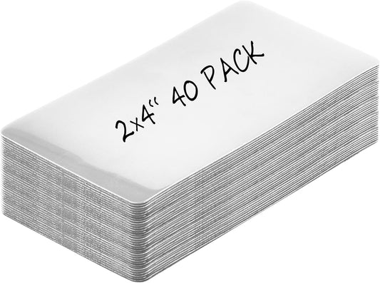 Realth Dry Erase Magnetic Labels White (2'' × 4'' 40 Pcs),Blank Reusable Magnet Stickers, Magnets for Whiteboard, Washable Magnetic Sheets for Classroom Fridge Office, Name Tags for Teachers Students