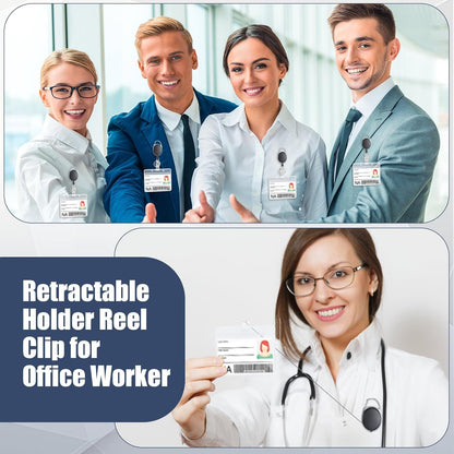 Laumoi 350 Packs Retractable ID Badge Holder Name ID Badge Reel Clips Keychain with Belt Clip and Key Ring for Office Worker Doctor Nurse Employee (Black)