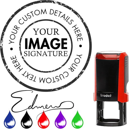 Custom Logo Stamps Self Inking, Customized Address Name Stamp, Personalized Stamp Image or Text,4 Different Sizes,5 Ink Color Options (Round)