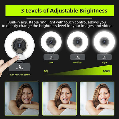 NexiGo N960E 1080P 60FPS Webcam with Light, Software Included, Fast AutoFocus, Built-in Privacy Cover, USB Web Camera, Dual Stereo Microphone, for Zoom Meeting Skype Teams Twitch (Renewed)