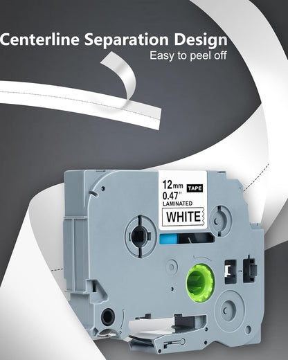 Replacement for Brother Label Maker Tape, P-Touch Label Tape, Tz 231 Tape 12mm 0.47 Laminated Black on White, Compatible with Brother PT-D210 H110 D220 D400 D410 D600, 8-Pack