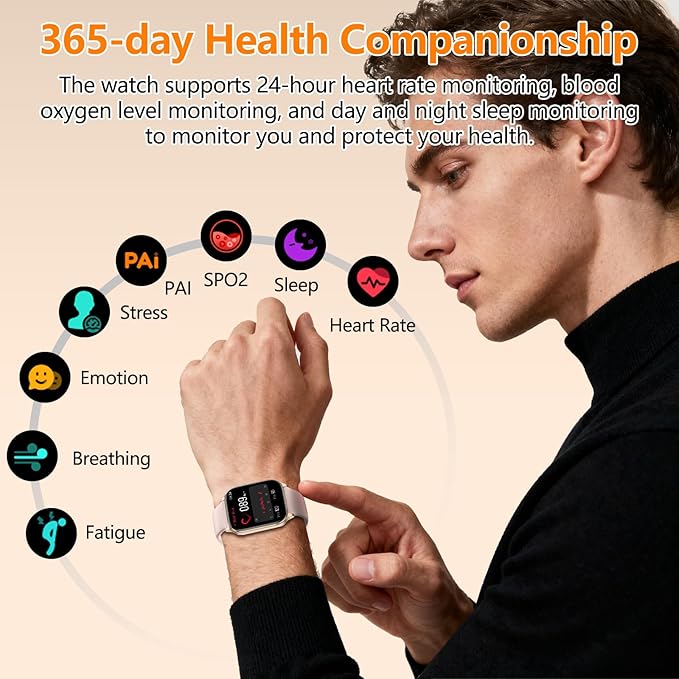 Smart Watch for Women Men with Text and Call, 2025 New AI Smartwatches with Heart Rate/SpO2/Sleep/Stress Monitor, 100+ Sports Modes, GPS Fitness Watches Compatible with iOS/Android (GPS, Pink)